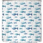♻️ Recycling-Duschvorhang Blaue Fische 200x220 cm